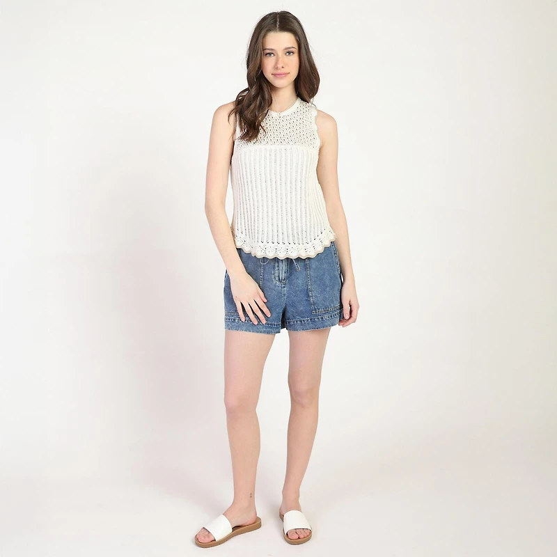 Bloom Girl Contrast Knit Sweater Tank