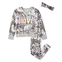 Pyjama 3 pièces en hacci avec bandeau Justice pour filles