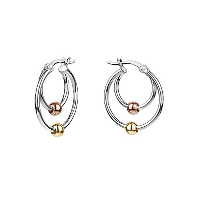 Boucle d'oreille Charisma en argent avec boules dorées tricolores