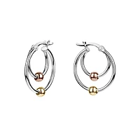 Charisma sterling silver double hoop with tri-tone gold balls