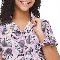 Justice Girls' Notched Collar Pajamas with Scrunchie 3-Piece Set