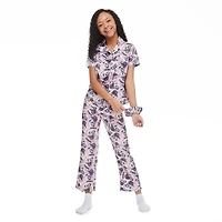Justice Girls' Notched Collar Pajamas with Scrunchie 3-Piece Set