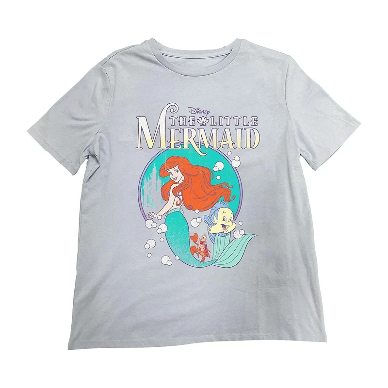 Disney Princess Ladies Little Mermaid Bubbles Short Sleeve T-Shirt