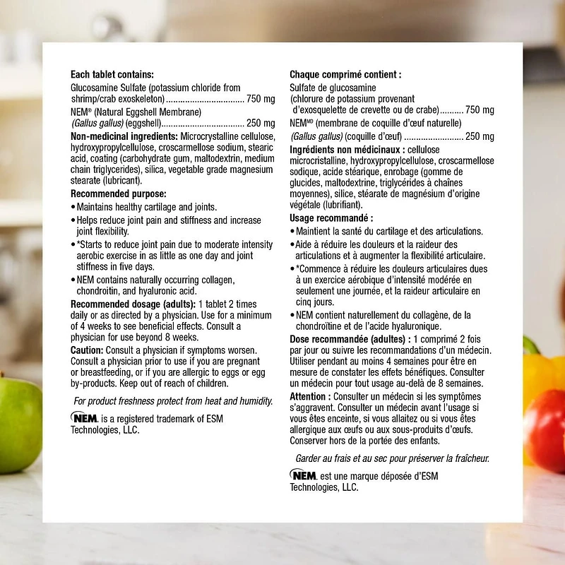 Webber Naturals® Glucosamine with NEM 750/250 mg, 180 TABLETS