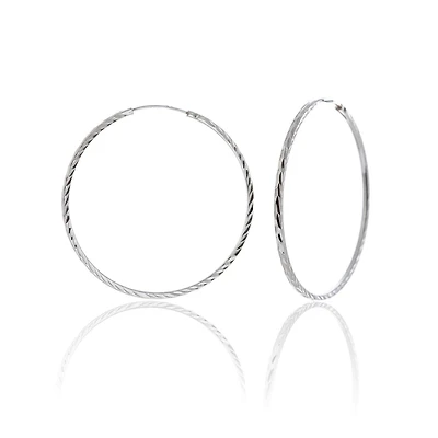 Charisma sterling silver 40mm diamond cut endless hoop
