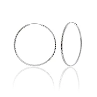Charisma sterling silver 40mm diamond cut endless hoop
