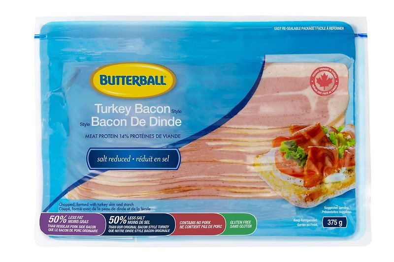 Butterball Salt Reduced Bacon Style Turkey, 375 g