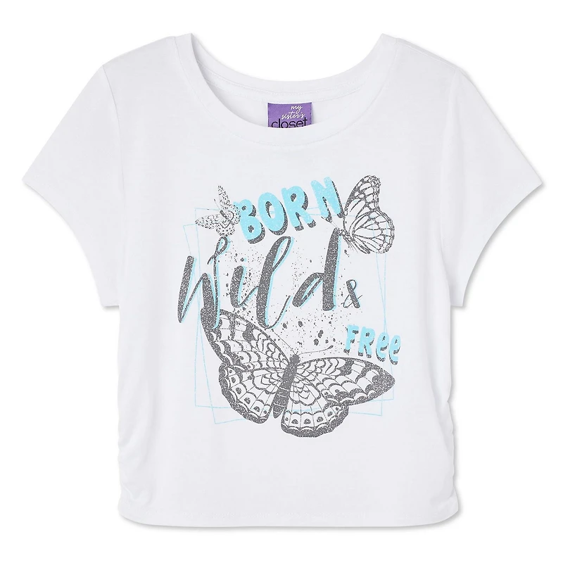 My Sister's Closet Girls' Side Ruched Graphic Tee