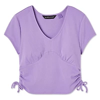 My Sister's Closet Girls' Side Ruched V-Neck Top