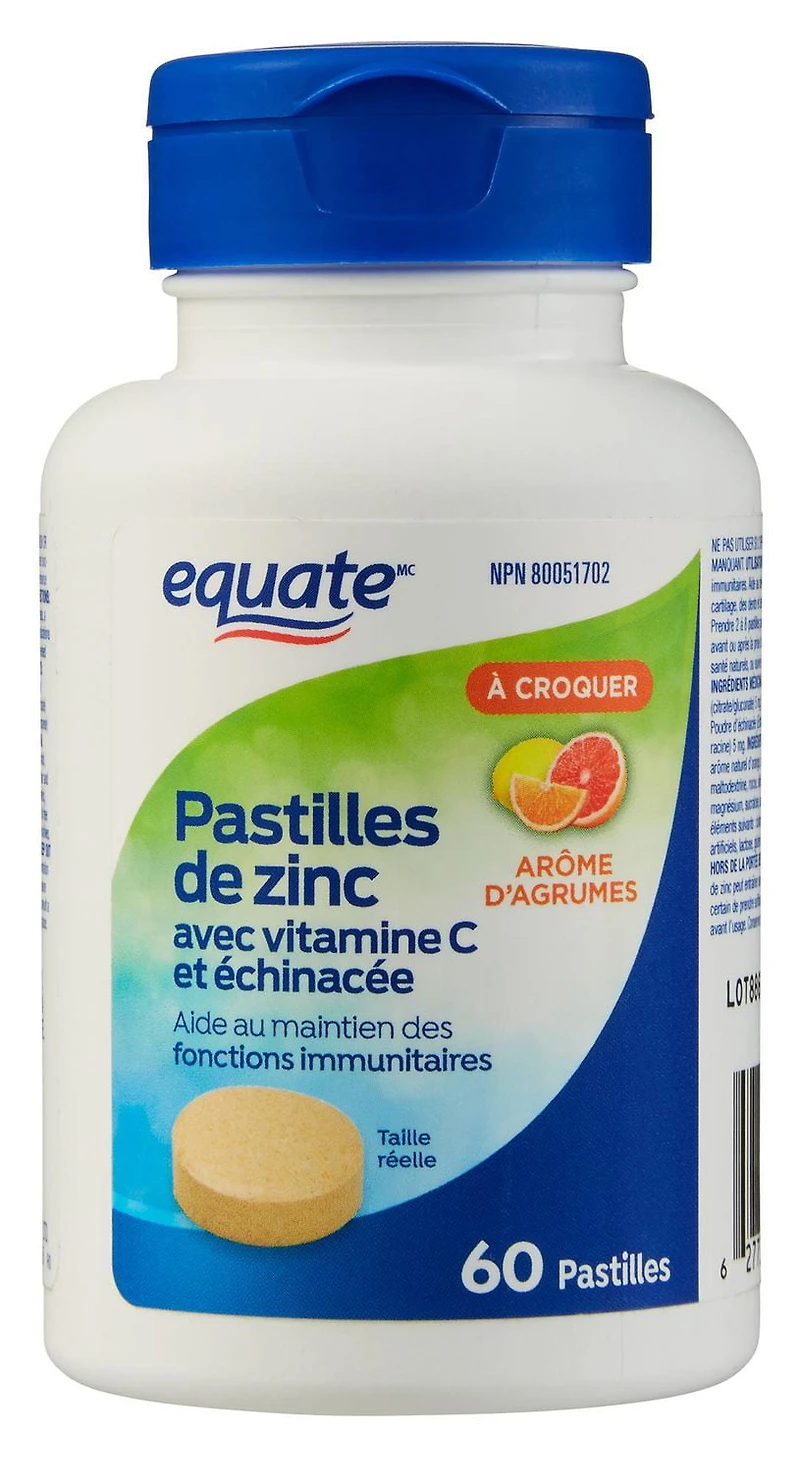 Pastilles de zinc avec vitamin C et èchinacèe 60 pastilles