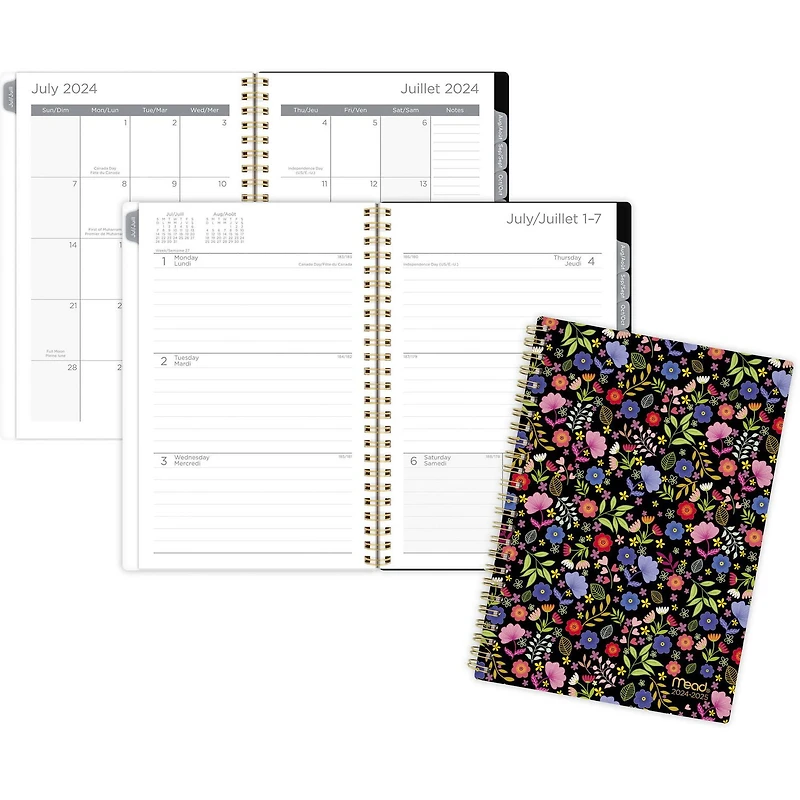 Mead 15M Pepper Black Floral Small Planner
