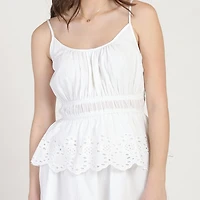Bloom Girl Smocked Eyelit Top Sizes XS-XL