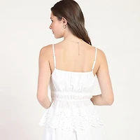 Bloom Girl Smocked Eyelit Top Sizes XS-XL