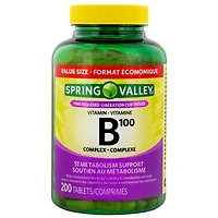 Spring Valley Vitamine B100 Complexe  Libération controlée - FORMAT ÉCONOMIQUE 200 Comprimés