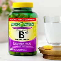 Spring Valley Vitamine B100 Complexe  Libération controlée - FORMAT ÉCONOMIQUE 200 Comprimés
