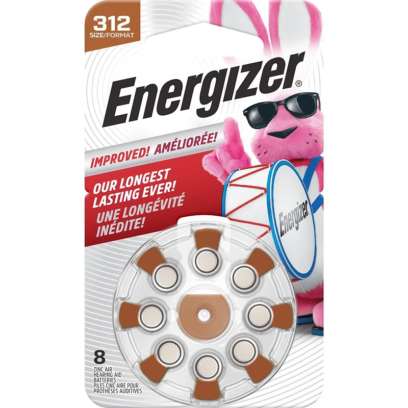 Energizer EZ Turn & Lock Format 312, Emballage de 8, Brun Piles Format 312