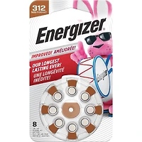 Energizer EZ Turn & Lock Format 312, Emballage de 8, Brun Piles Format 312