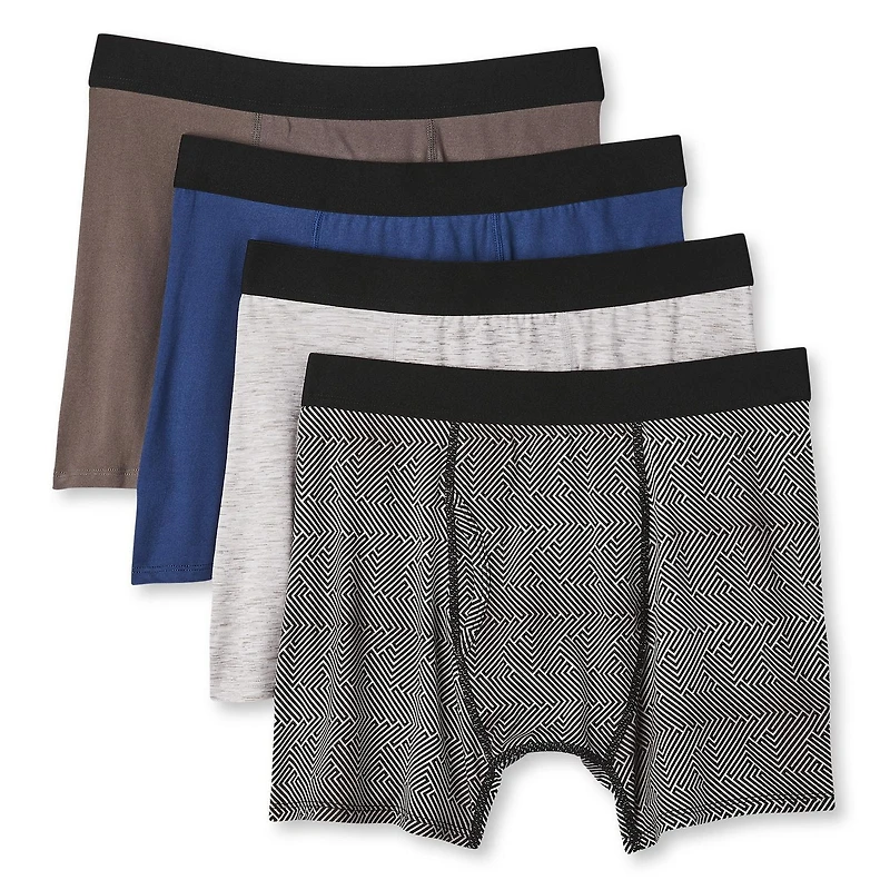 Athletic Works Men's Everyday Stretch Boxer Briefs 4-Pack