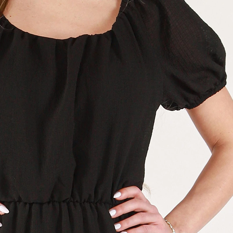 DV S/S scoop neck tiered baby doll dress