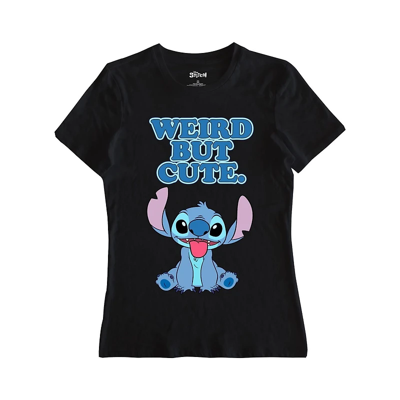 T-shirt à manches courtes pour femme Disney Stitch Weird Cute