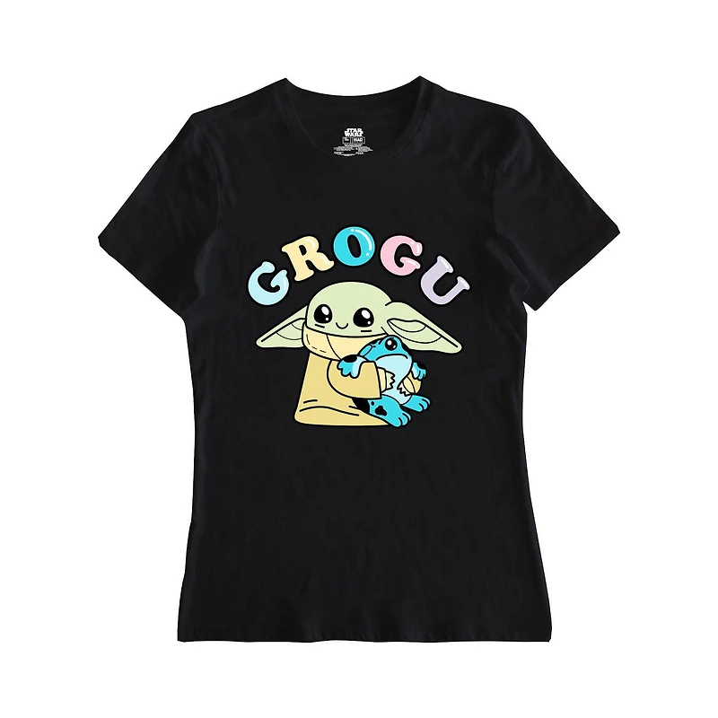 T-shirt à manches courtes Star Wars Grogu Cute Frog pour femme