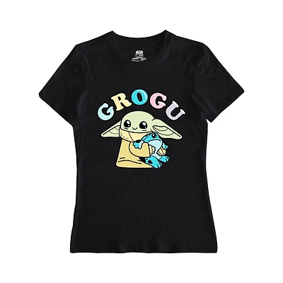 T-shirt à manches courtes Star Wars Grogu Cute Frog pour femme