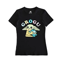 T-shirt à manches courtes Star Wars Grogu Cute Frog pour femme
