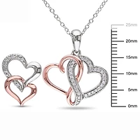 Ensemble de pendentif et boucles d'oreille de forme cœur Miabella avec diamants 1/5 CT poids total en argent sterling deux ton