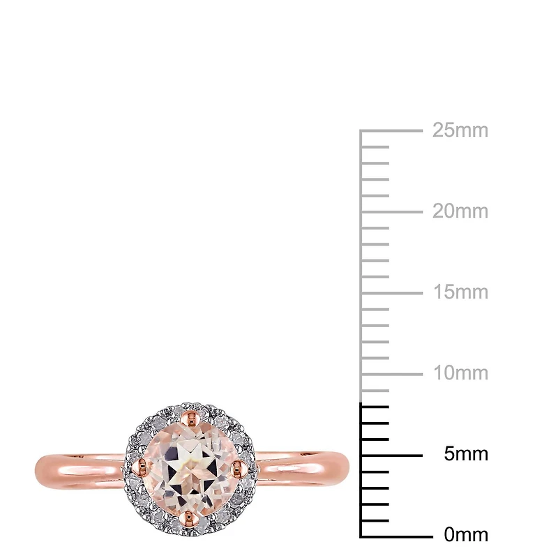 Tangelo 4/5 Carat T.G.W. Morganite and Diamond-Accent Rose Rhodium-Plated Sterling Silver Halo Ring