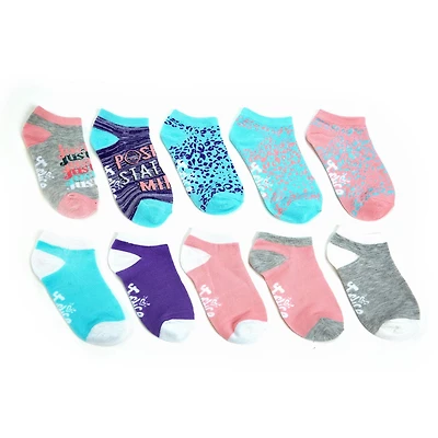 Justice™ Girls' 10 Pack No Show Socks (Sock Size 6-8.5)