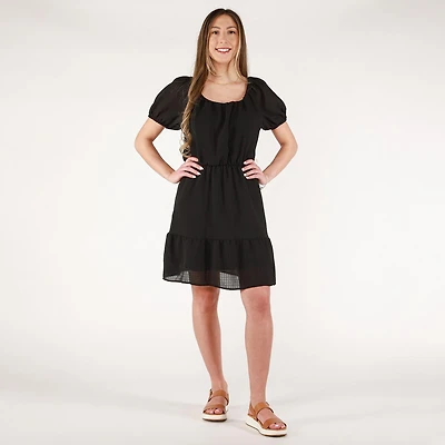 DV S/S scoop neck tiered baby doll dress