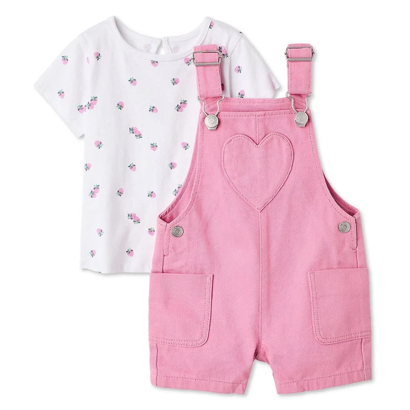 Ensemble 2 pièces avec salopette courte George pour bébés filles