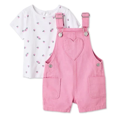 Ensemble 2 pièces avec salopette courte George pour bébés filles