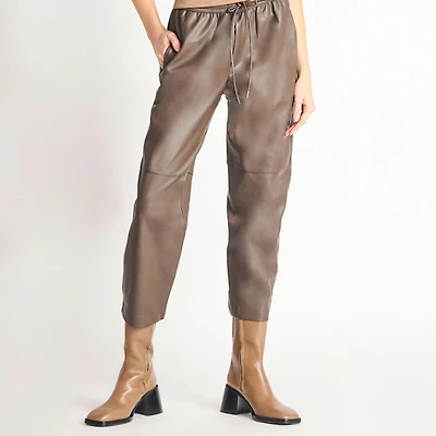 Devoted Taille Plus Femme Pantalon de jogging en faux cuir à ourlet droit