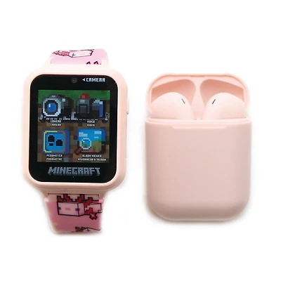Minecraft Montre interactive à écran tactile avec un ensemble d'écouteurs assorti