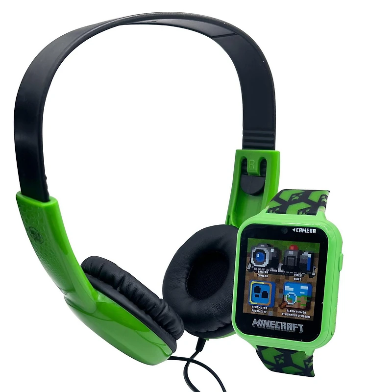 Minecraft Montre interactive à écran tactile avec un ensemble casque de musique assorti
