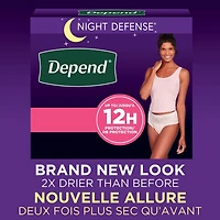 Depend Night Defense Adult Incontinence Underwear for Women, Overnight, S-XL, Blush,, DPND UW FEM S-XL, 20-26 Units