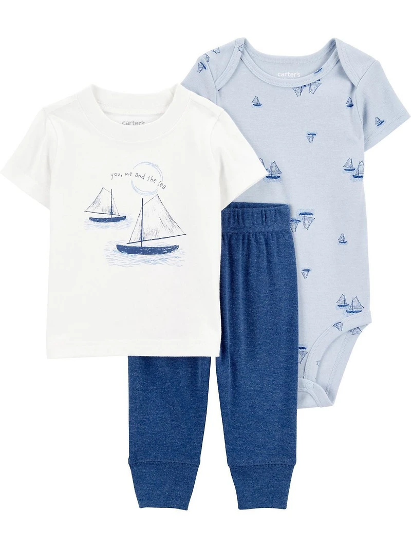 Carter's Child of Mine Baby Boys' 3 Piece Set - Blue Sailboat