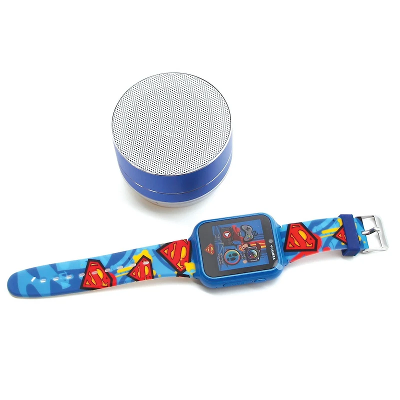 Superman Montre interactive à écran tactile avec un ensemble de haut-parleurs Bluetooth assorti