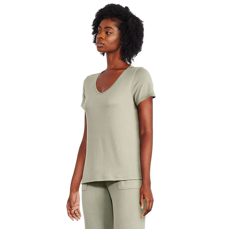 T-shirt à encolure en V et manches courtes George pour femmes