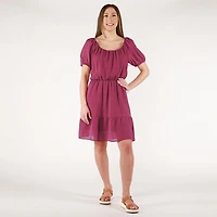 DV robe babydoll à manches courtes et col rond