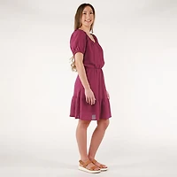 DV robe babydoll à manches courtes et col rond