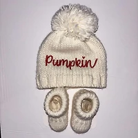 So Dorable Knit Pumpkin Hat and Booties set, Knit Pumpkin Hat and Booties set