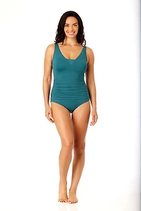 Lands' End Maillot de bain une pièce grec en nylon et élasthanne pour femme Taille S-XXL avec détails froncés