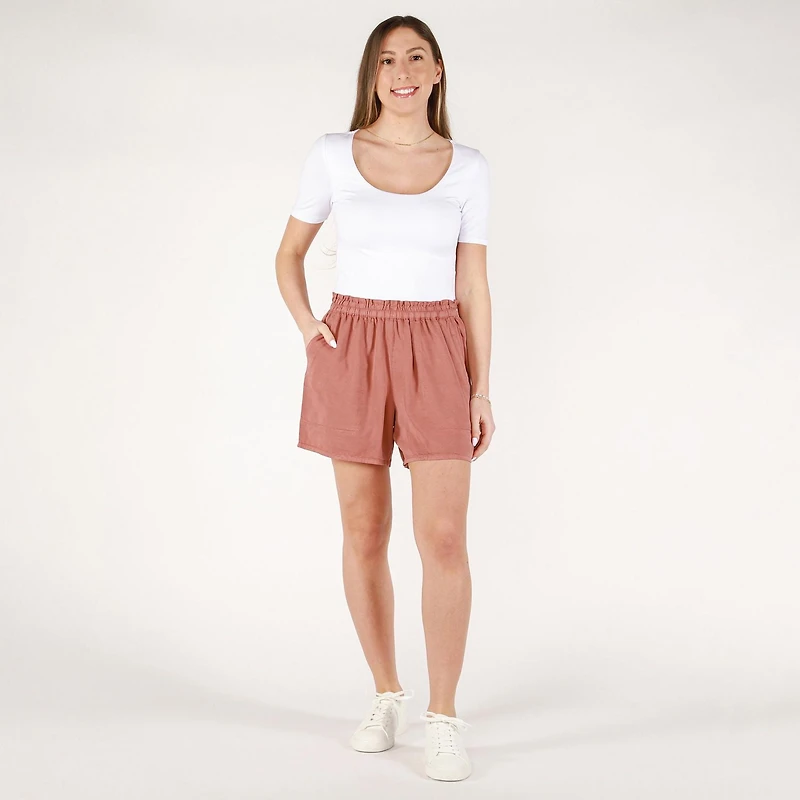 DV Short plissé avec ceinture élastique froncée