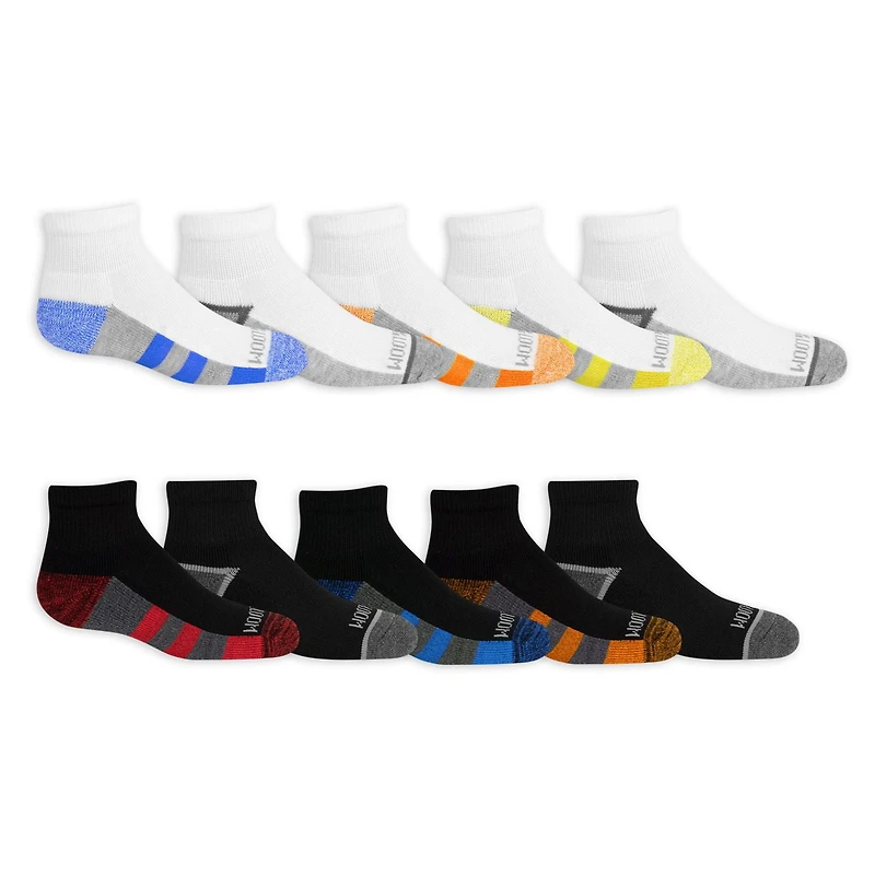 Fruit of the Loom Boys Ankle Quarter Socks -10 Pack - Size 3-9