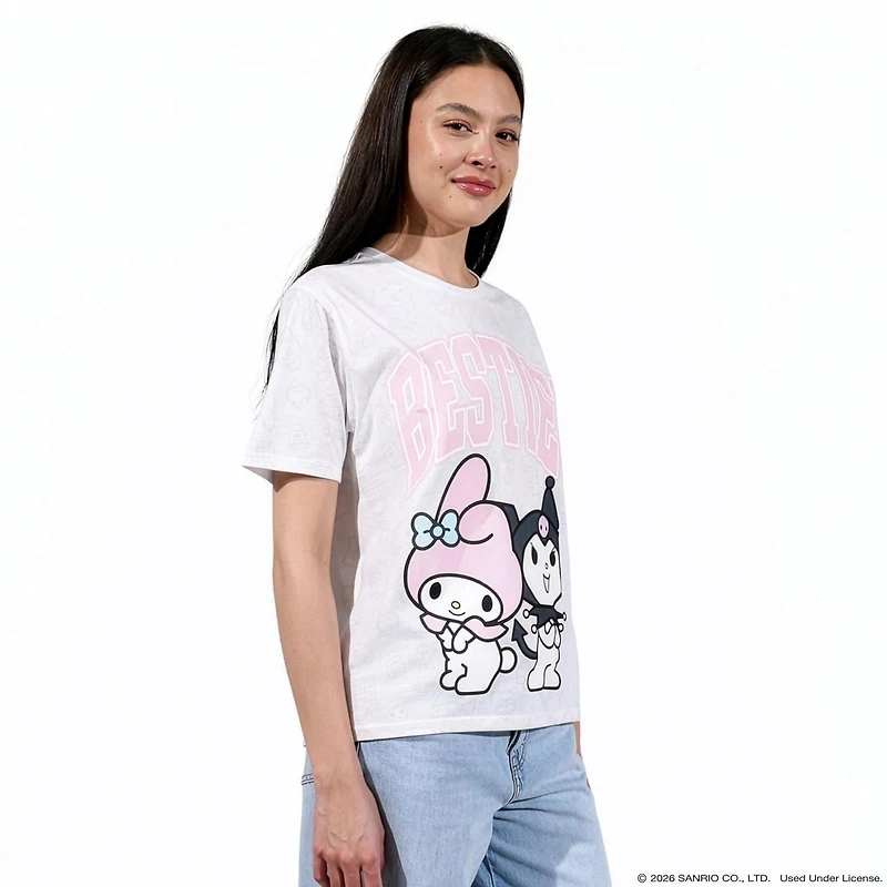 Hello Kitty And Friends Women's My Melody and Kuromi Besties Graphic T-Shirt - White