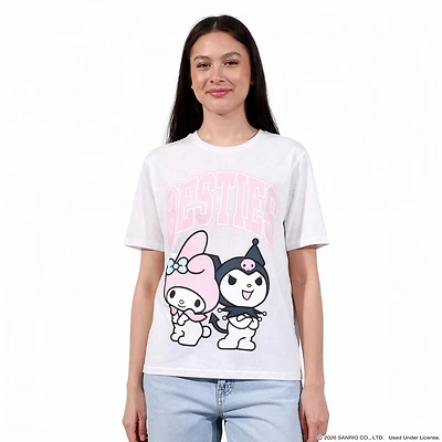 Hello Kitty And Friends Women's My Melody and Kuromi Besties Graphic T-Shirt - White