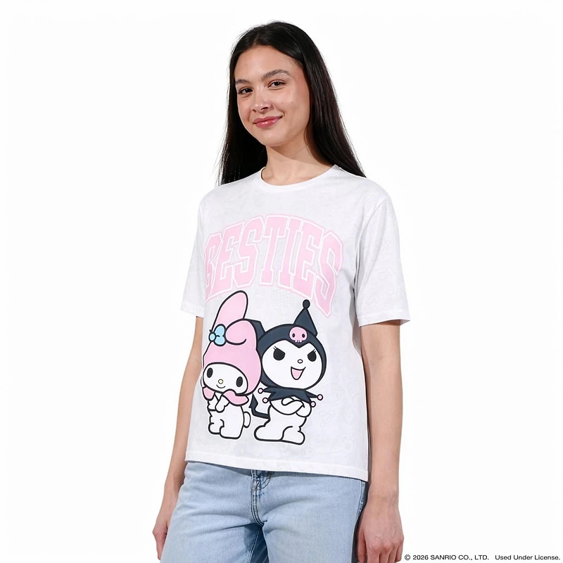 Hello Kitty And Friends Women's My Melody and Kuromi Besties Graphic T-Shirt - White