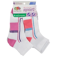 Paq. de 6 paires de socquettes sport Fruit of the Loom pour filles